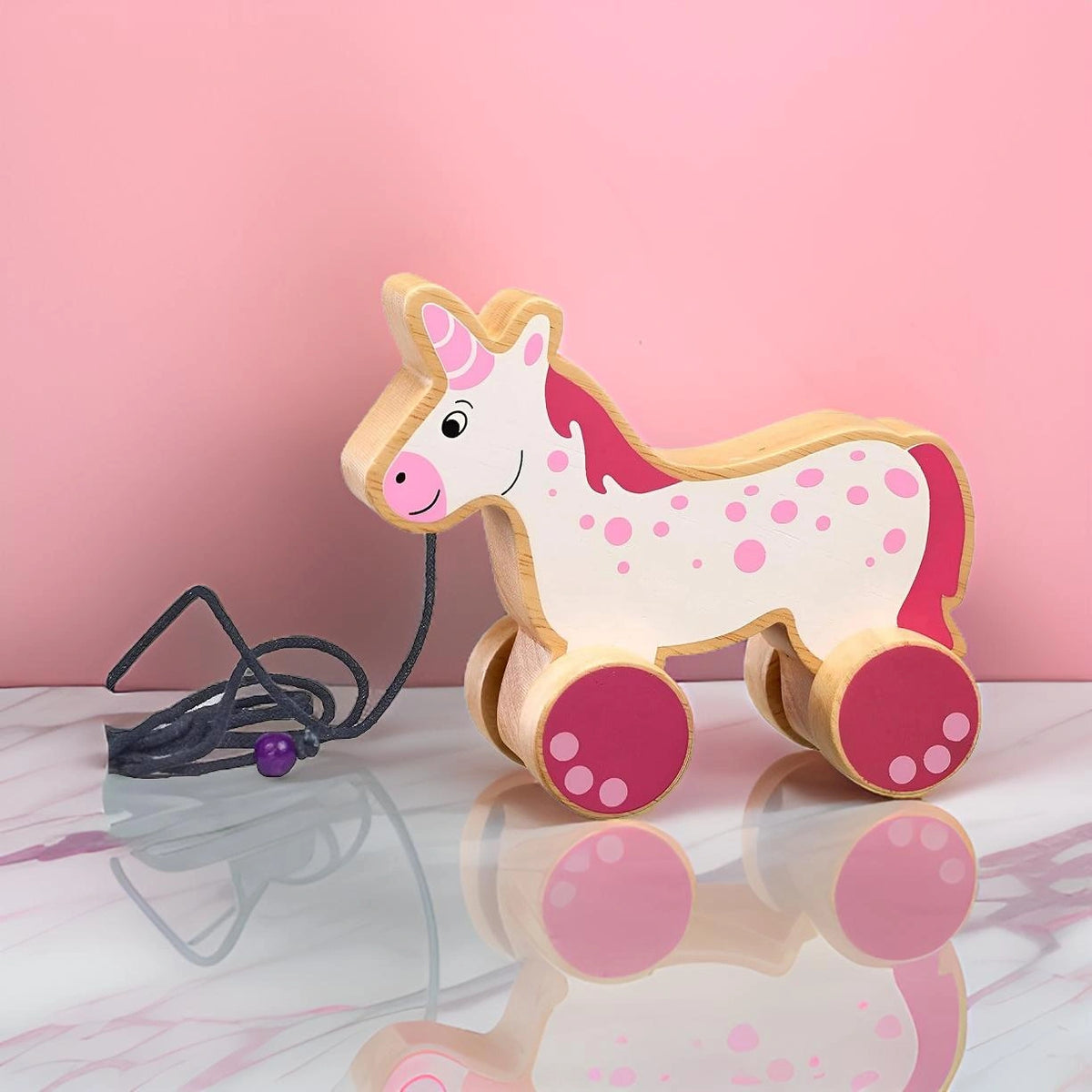 Wooden Pull-Along Unicorn Toy