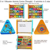 5-in-1 Wooden Activity Triangle Learning Toy | Abacus, ABC, Clock & Writing Board