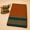 Khadi Saree with Mustard Yellow Green  Border and Traditional Woven Pallu