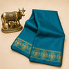 Sky Blue Crepe Saree with Gold Zari & Ganda Berunda Border