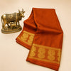 Crepe Orange Saree with Traditional Gold Zari Woven Design & Border