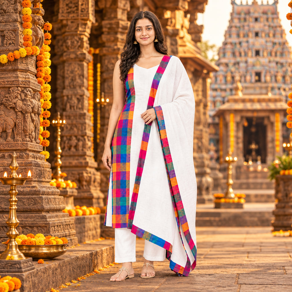 Rainbow Madras Check Kasavu Traditional