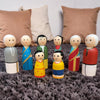 Channapatna Wooden Family Peg Dolls – Set of 8 | Montessori Learning Toy