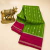 Crepe Saree with Traditional Gold Zari Woven Design & Border