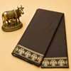 Crepe Saree with Traditional Gold Zari Woven Design & Border