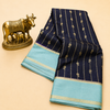 Crepe Saree with Traditional Gold Zari Woven Design & Border