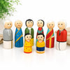 Channapatna Wooden Family Peg Dolls – Set of 8 | Montessori Learning Toy